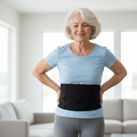 Verstelbare lendensteungordel met dubbele compressie 