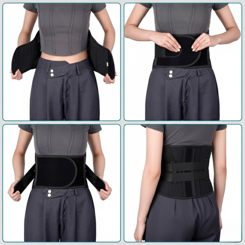 Verstelbare lendensteungordel met dubbele compressie 