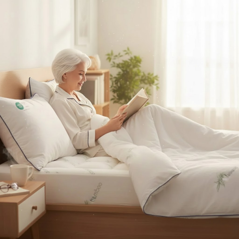 Verkoelende bamboe matras topper tegen rugpijn