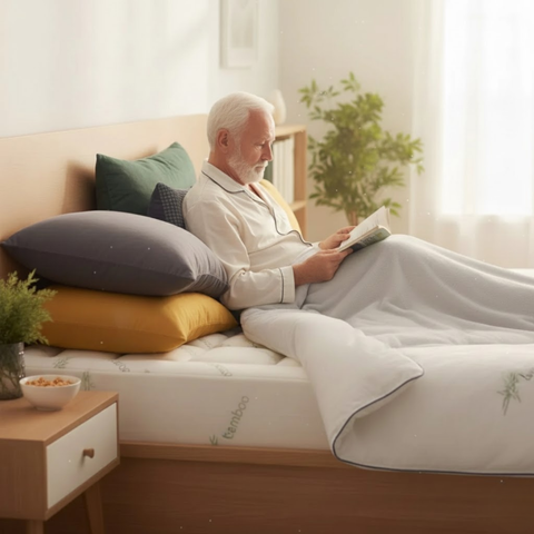 Verkoelende bamboe matras topper tegen rugpijn