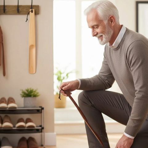 Luxe houten schoenlepel met lange steel