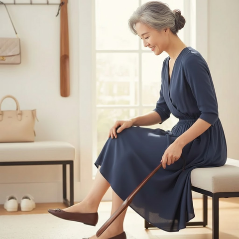 Luxe houten schoenlepel met lange steel