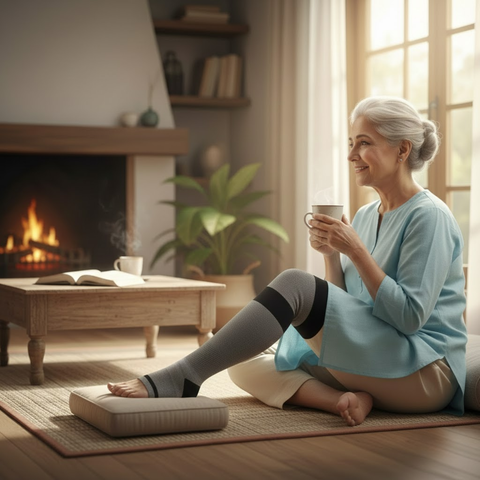 Nachtcompressiekousen tot aan de dijen