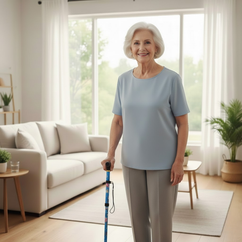 Draagbare, verstelbare, opvouwbare wandelstok